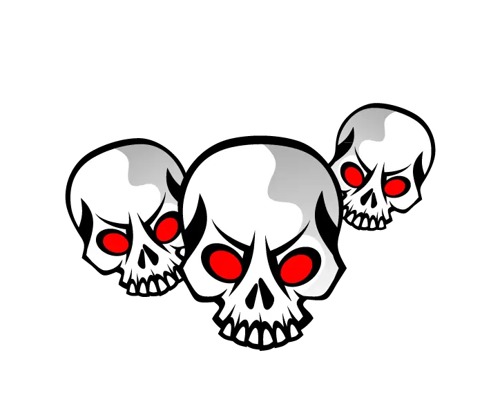 Creepy Skulls with Red Eyes