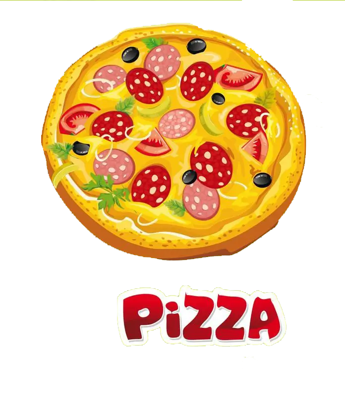 Cartoon Illustration of a Delicious Pizza