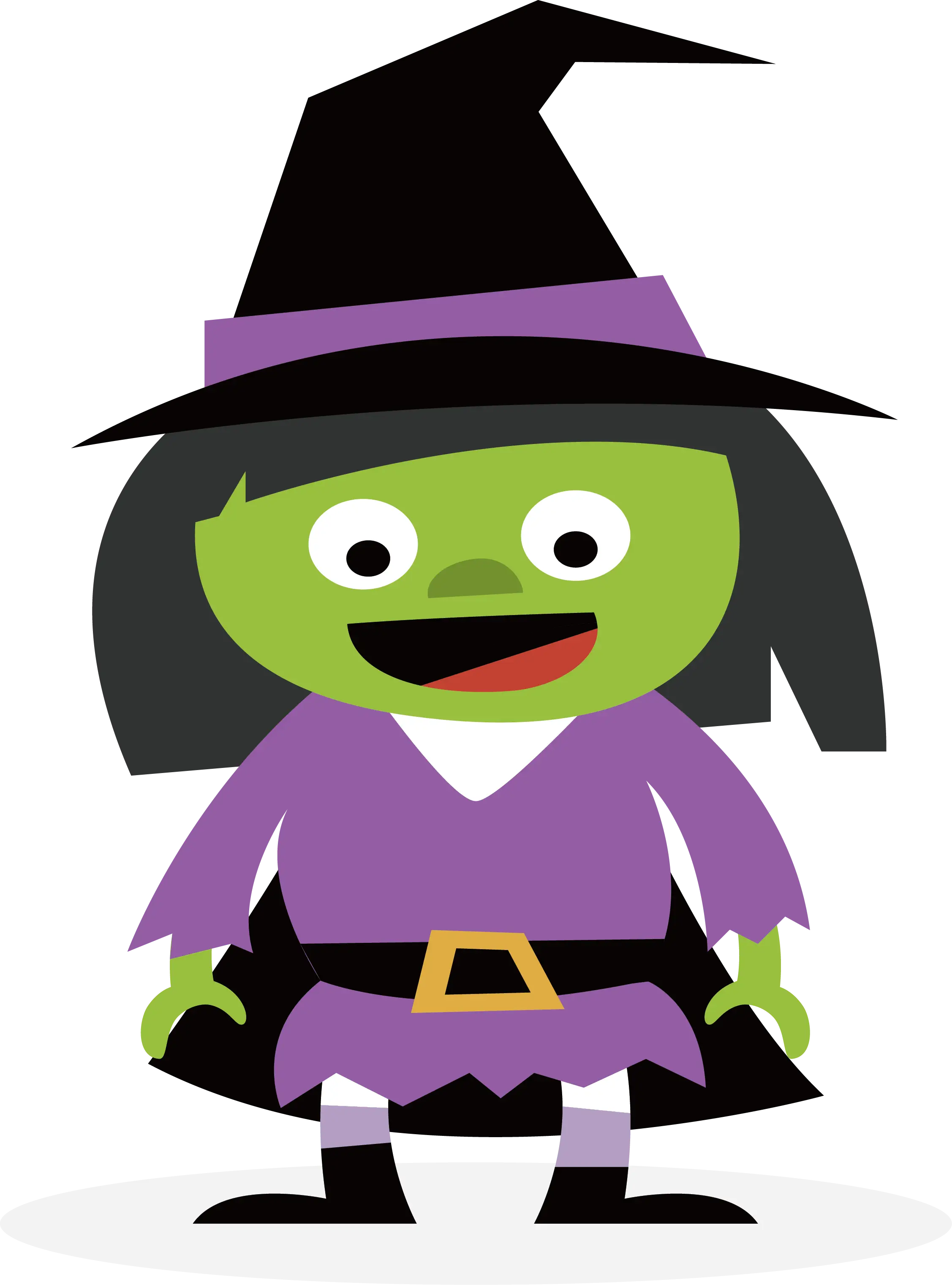 Green Witch in Purple Dress