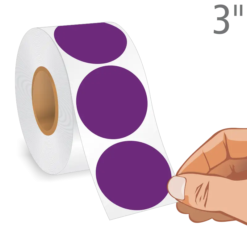Purple Circle Stickers on Roll