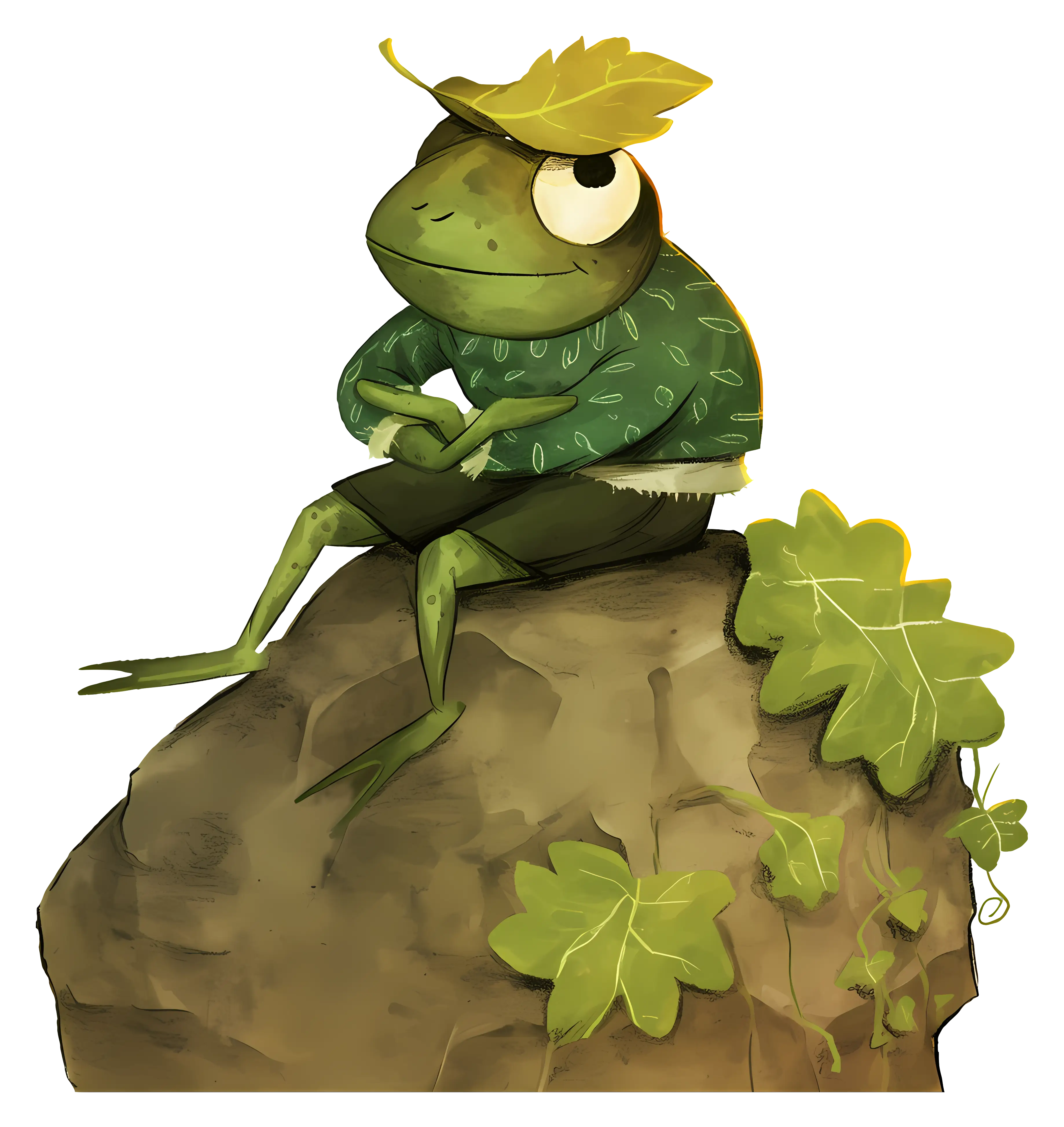 Frog Sitting on Rock