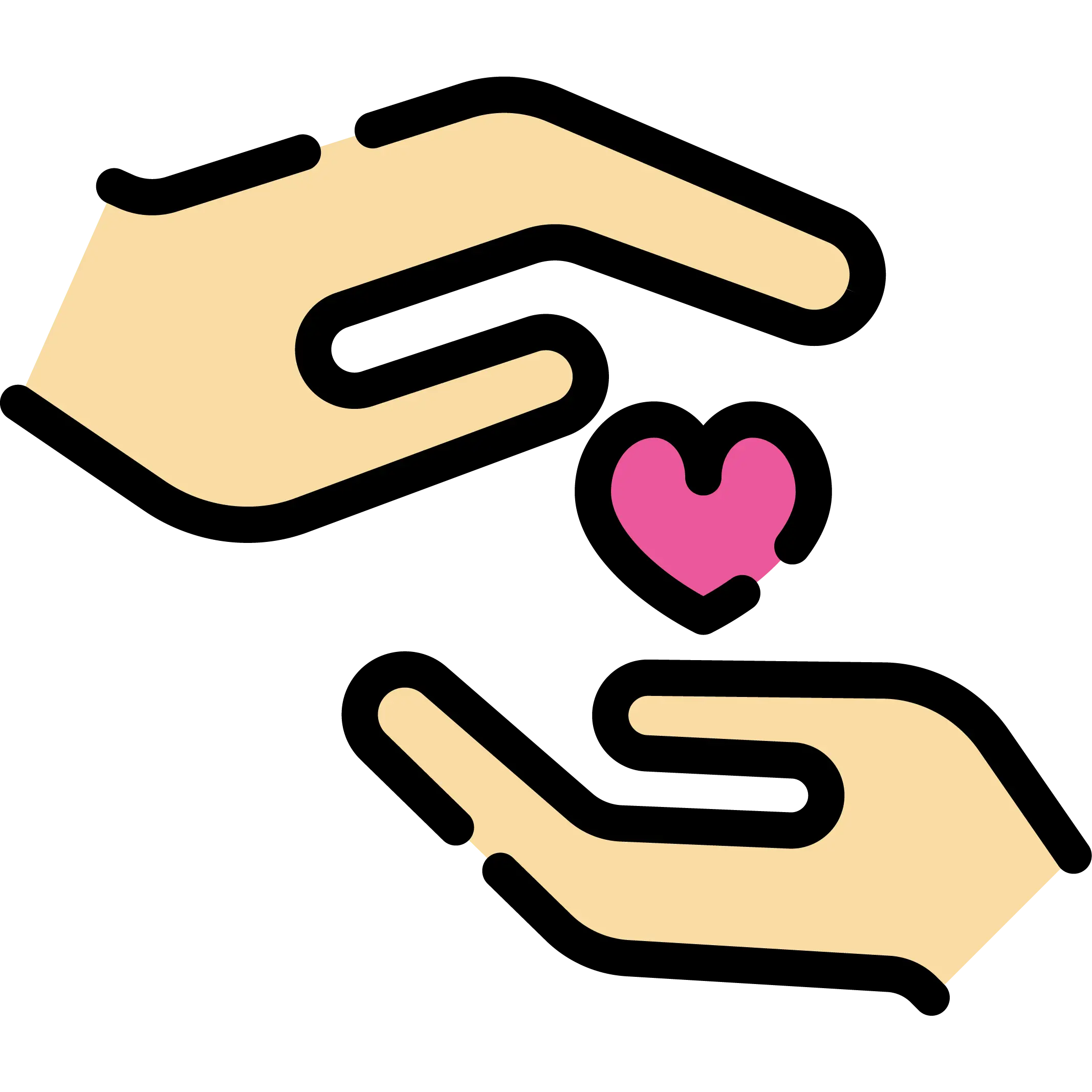 Helping Hands Holding Pink Heart Symbol