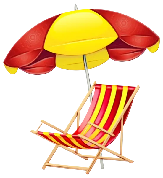 Beach Chair with Sun Umbrella Illustration