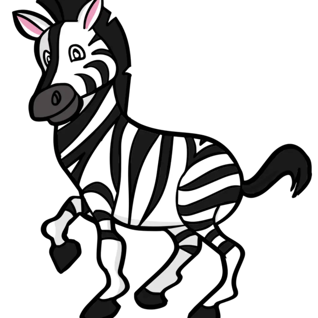 Cartoon Illustration of a Playful Zebra