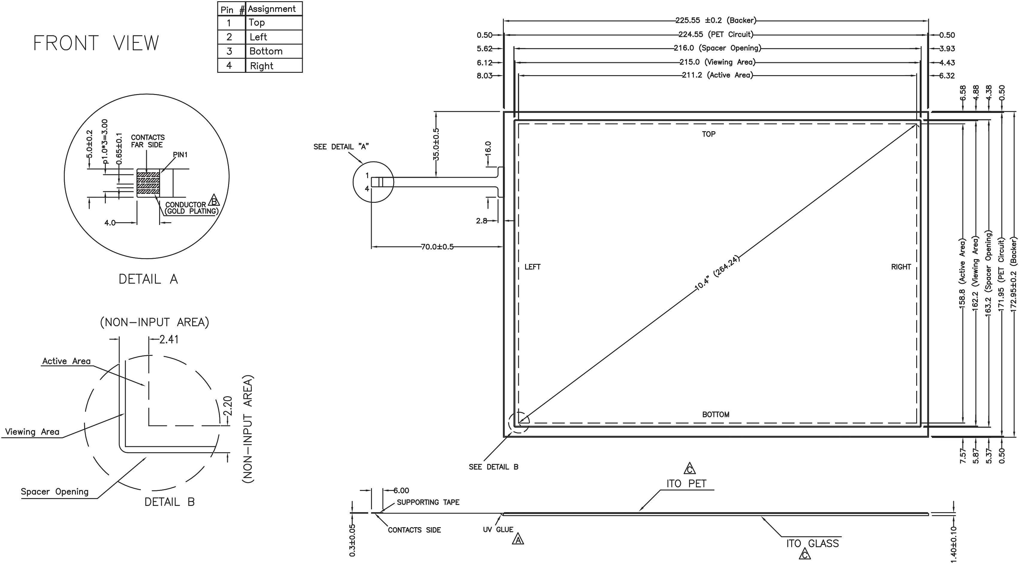 Technical Drawing with Measurements