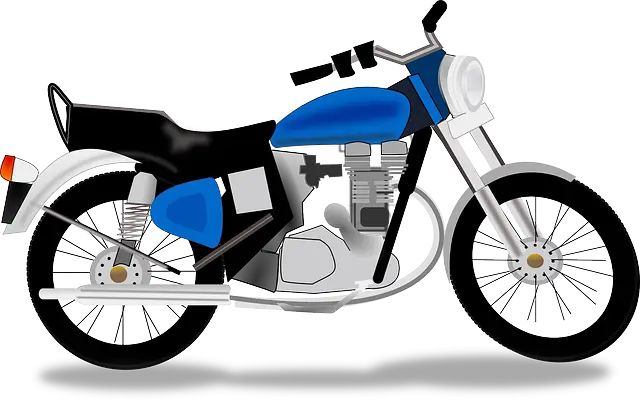 Blue Motorcycle Illustration with Classic Style