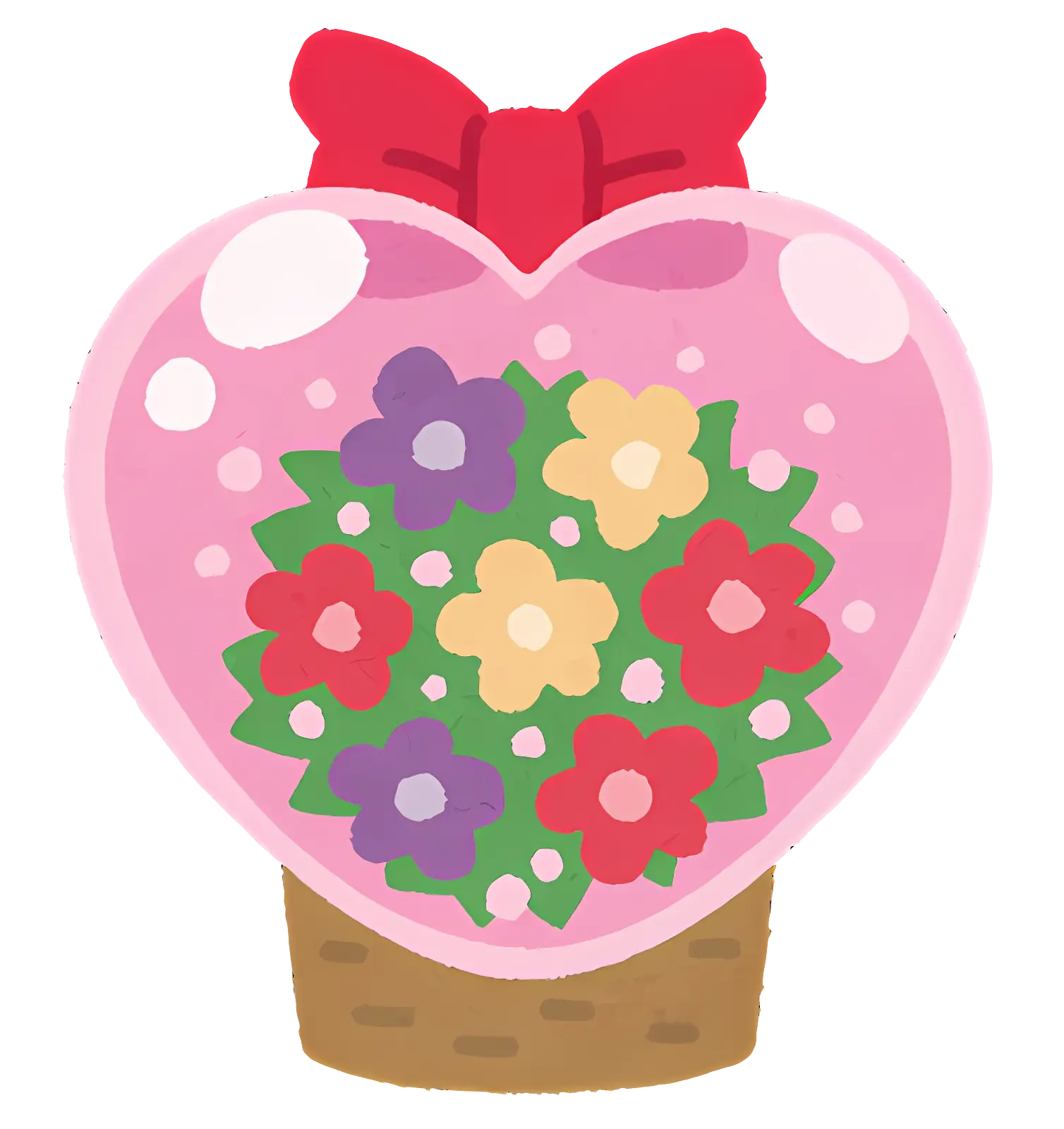 Heart-Shaped Flower Basket with Ribbon
