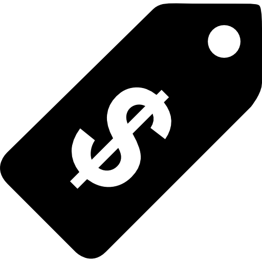 Black Price Tag with Dollar Icon