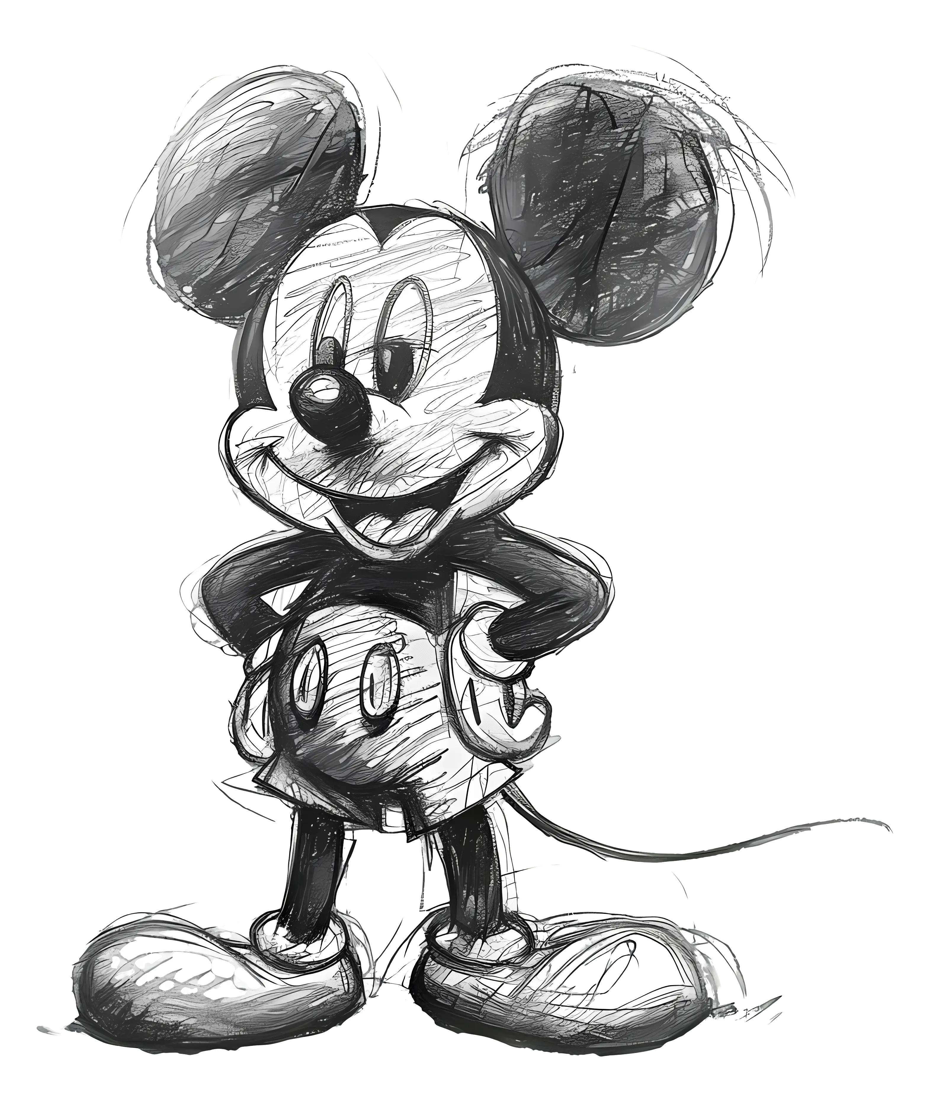 Hand-Drawn Sketch of Cartoon Mouse