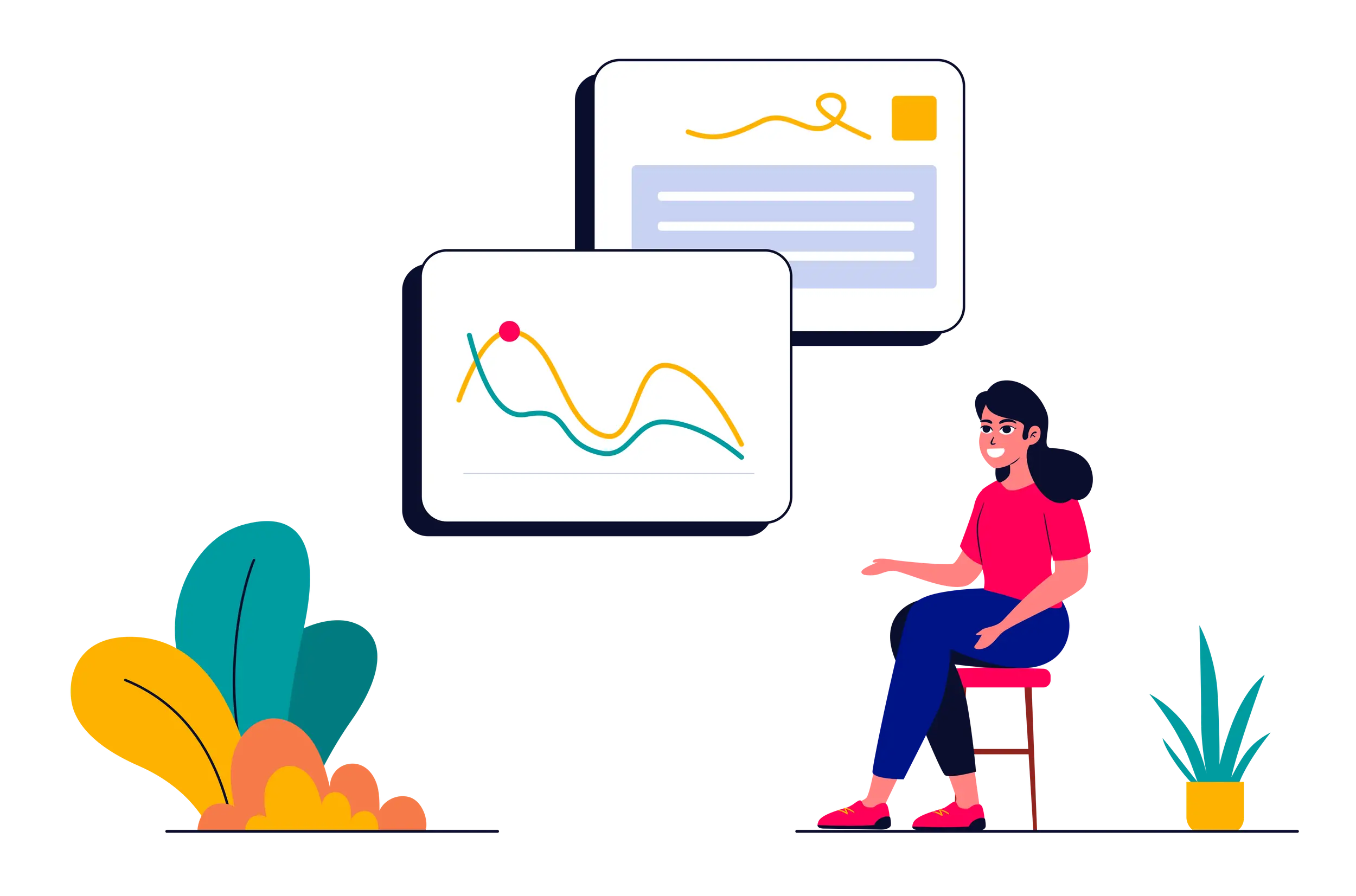 Businesswoman Presenting Data Analytics Illustration