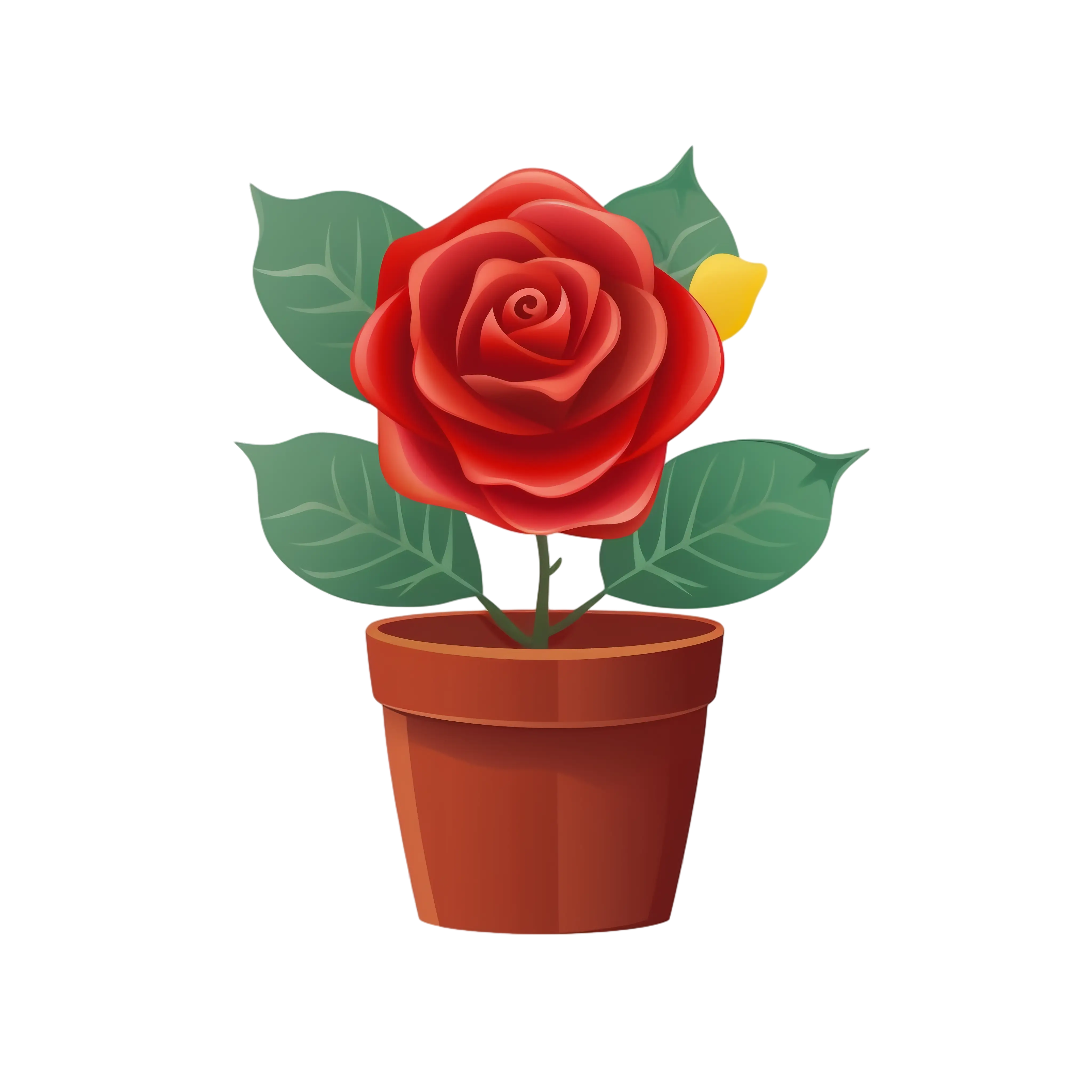 Red Rose in a Decorative Pot Illustration
