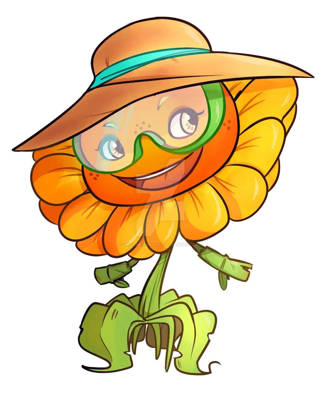 Cartoon Flower with Hat
