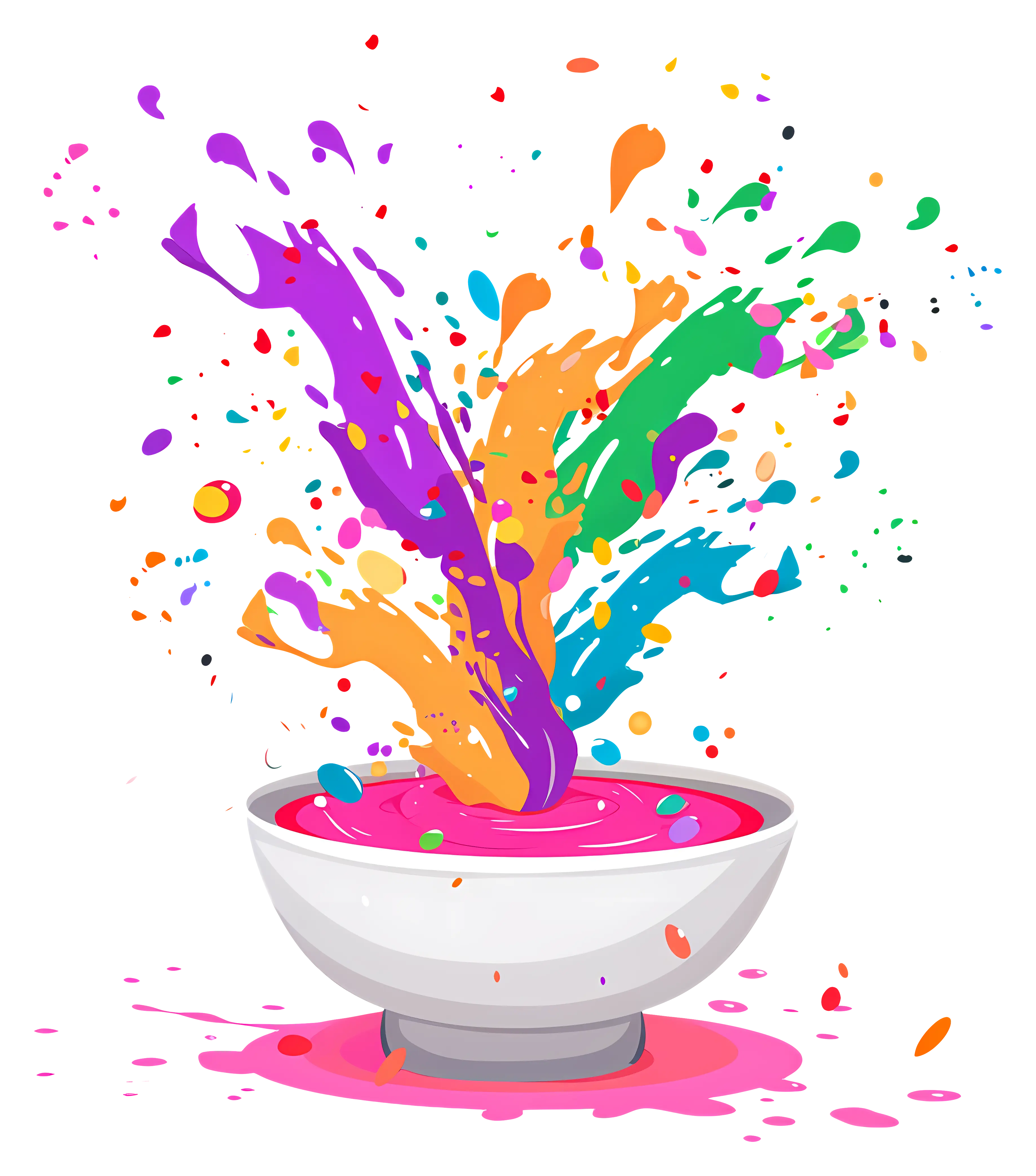 Vibrant Color Splash in Bowl Illustration