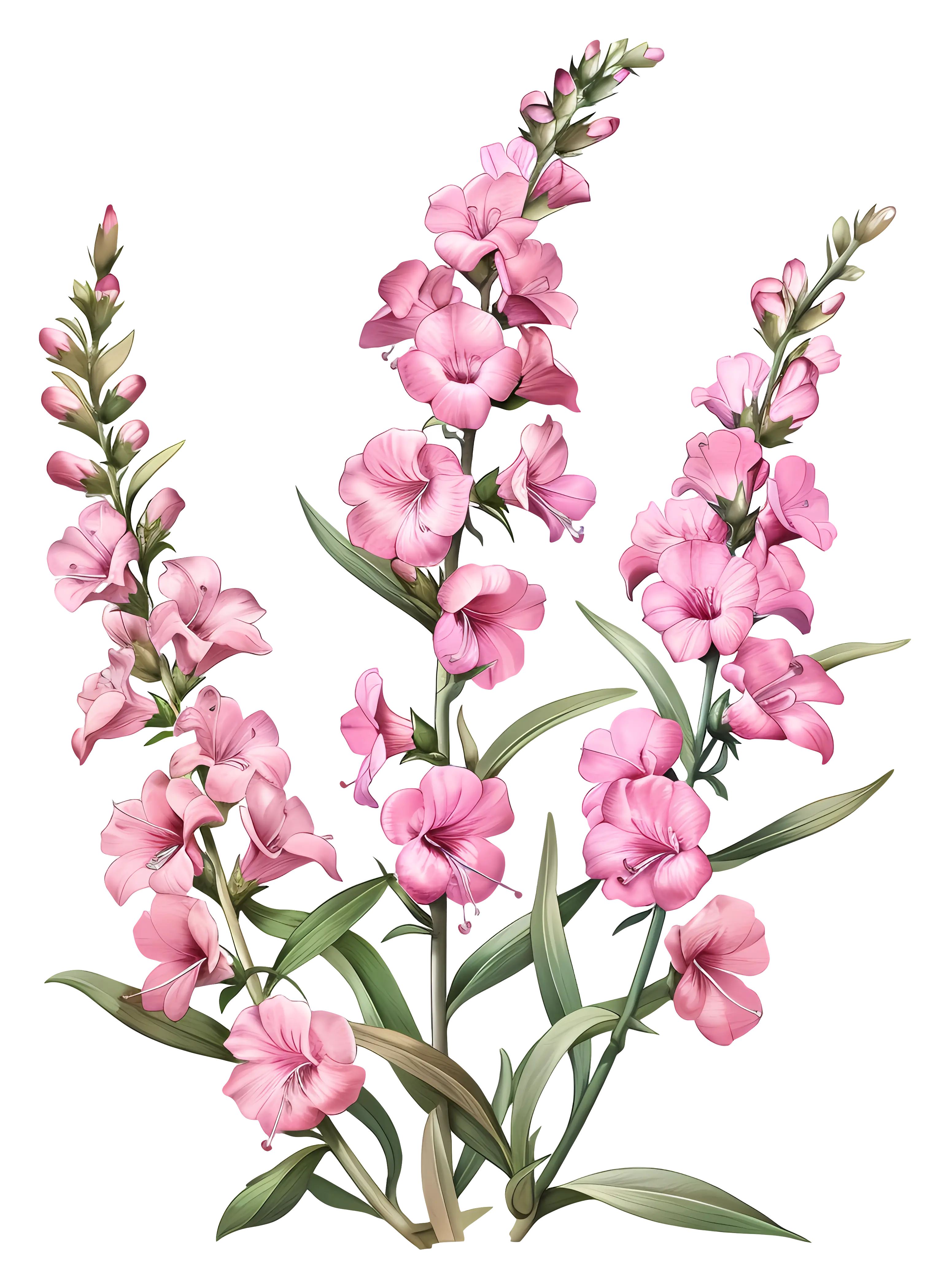 Pink Snapdragon Flower Illustration