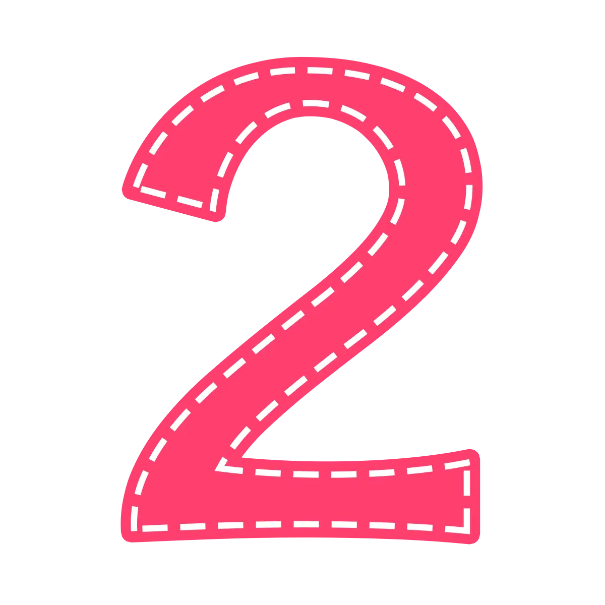 Pink Number 2 with Stitch Pattern Design