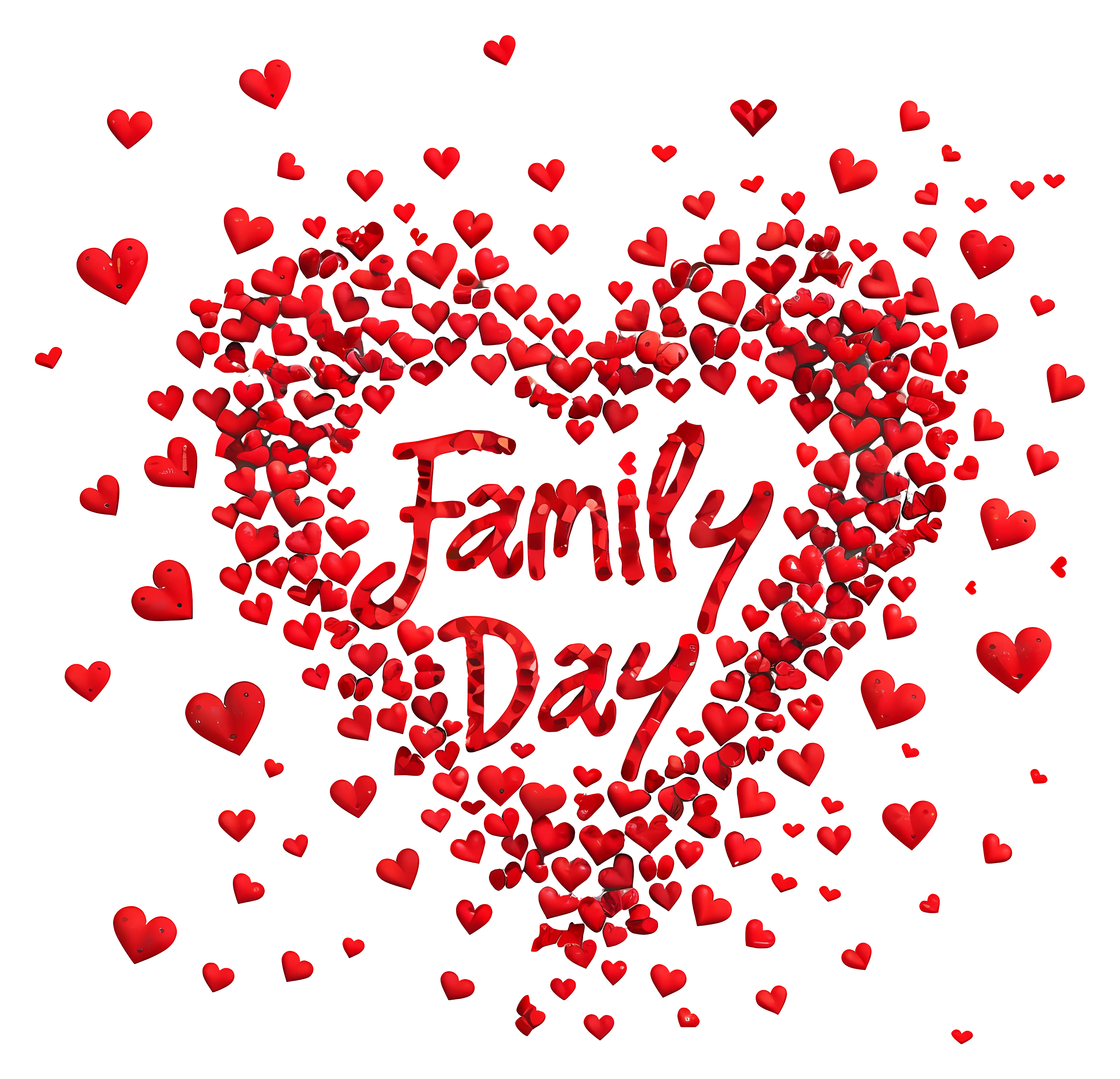 Family Day Design with Heart-shaped Red Hearts