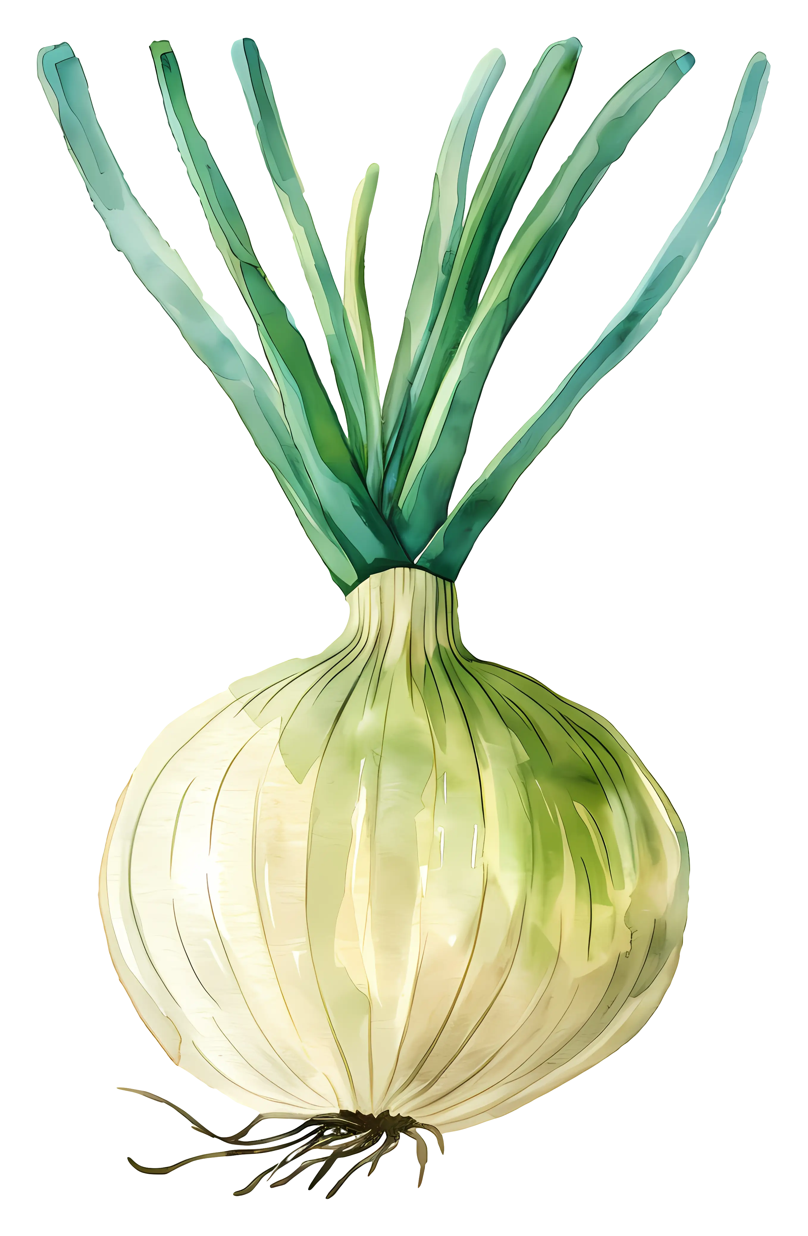 Green Onion Watercolor Illustration