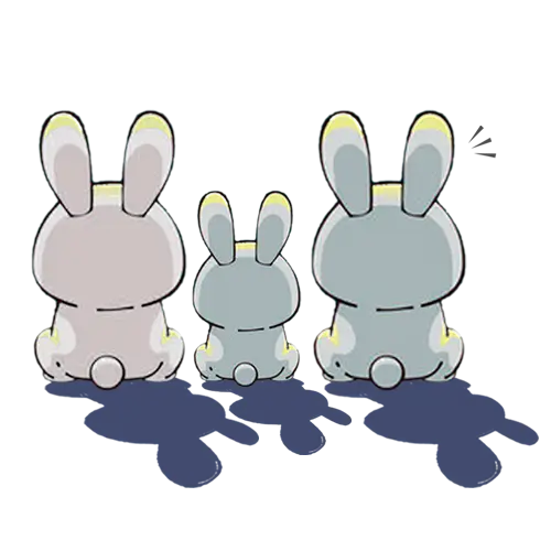 Family of Rabbits from Back View