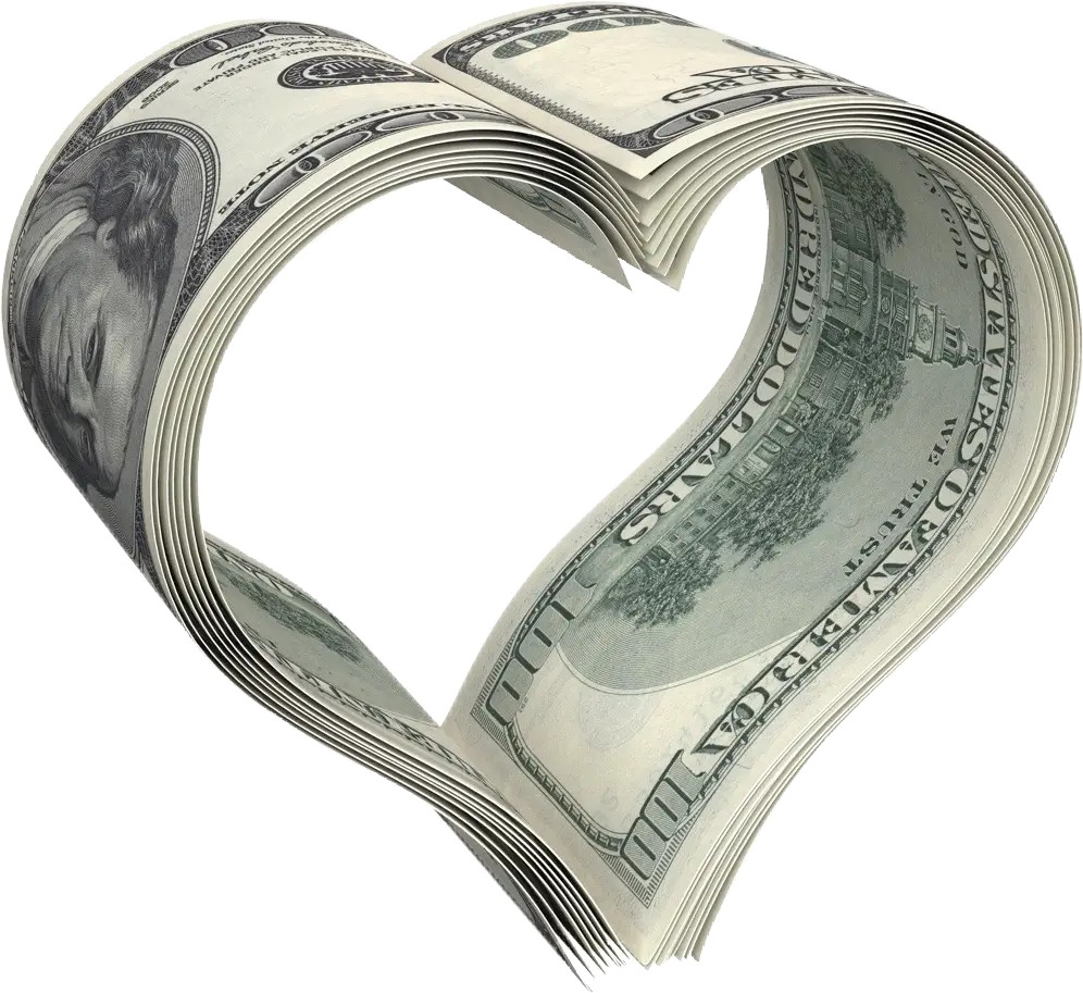 Heart Shape Made of Dollar Bills