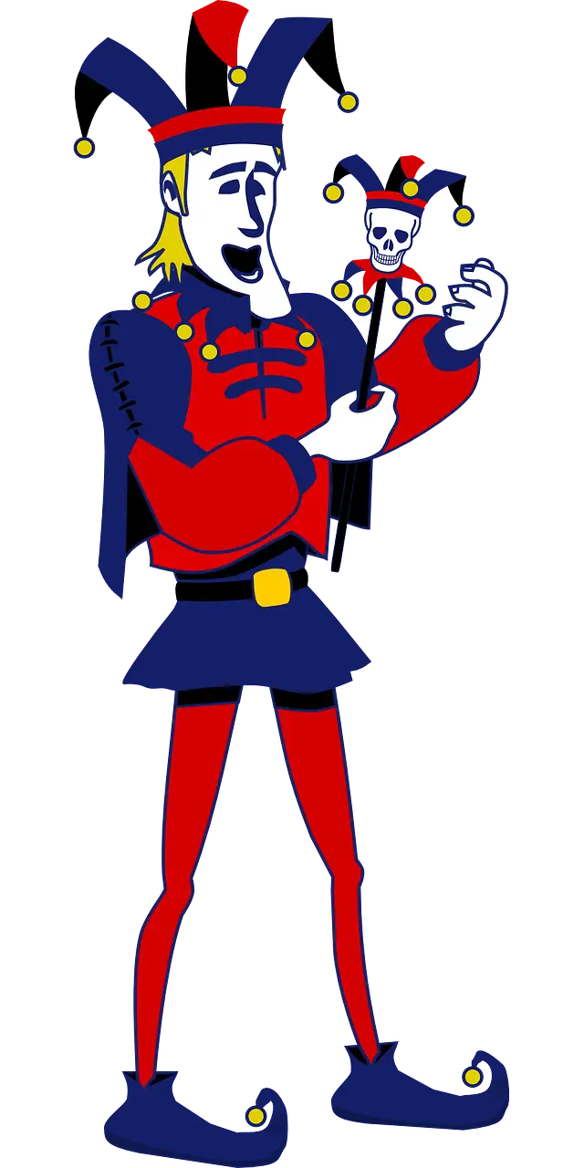 Colorful Jester Character with Staff