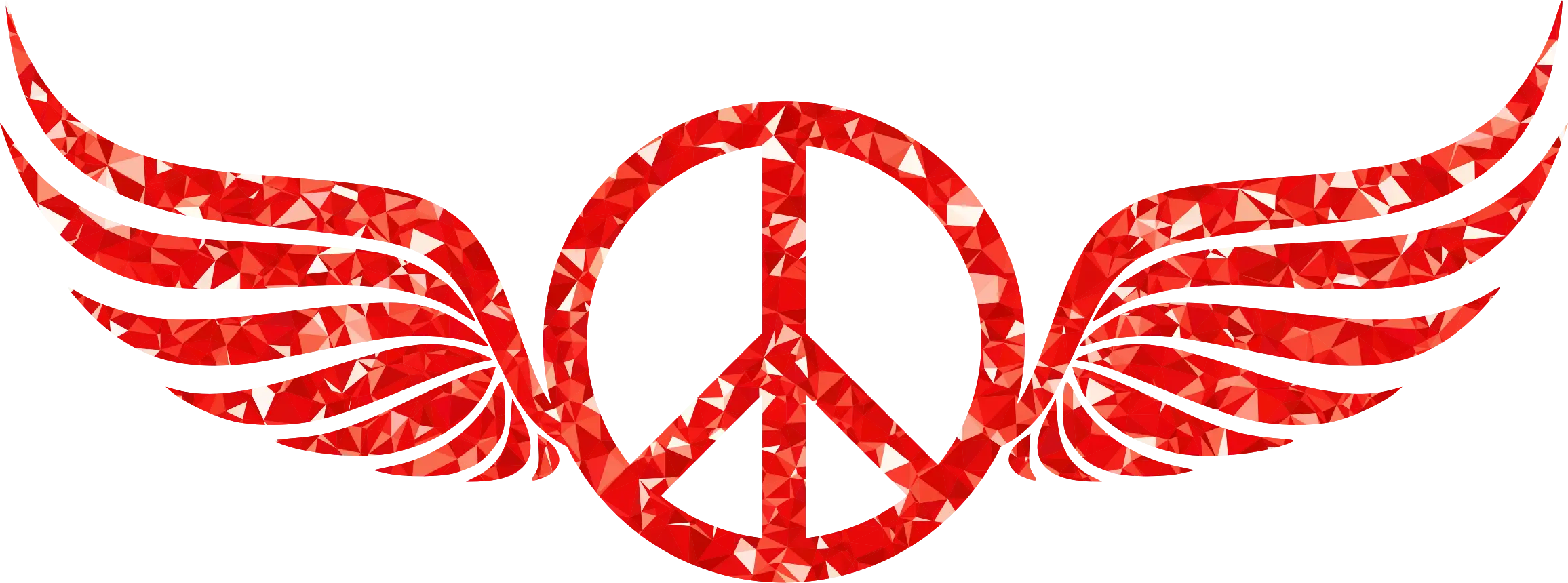 Red Peace Sign with Wings Symbol