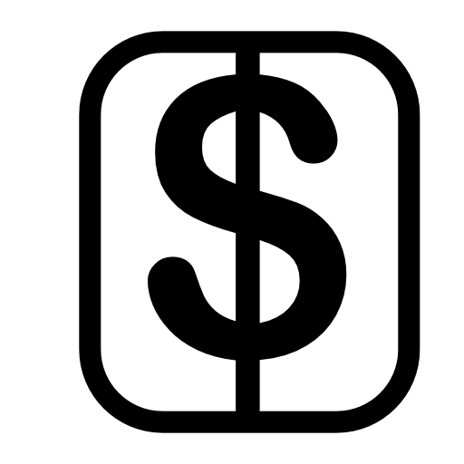 Black Dollar Symbol Icon Isolated on Transparent Background