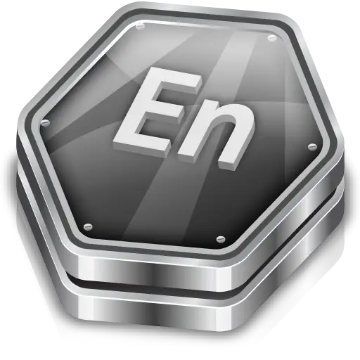Hexagon Metal Icon with En Symbol