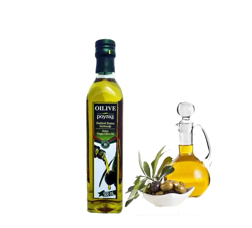Natural Olive Oil Bottle with Olives