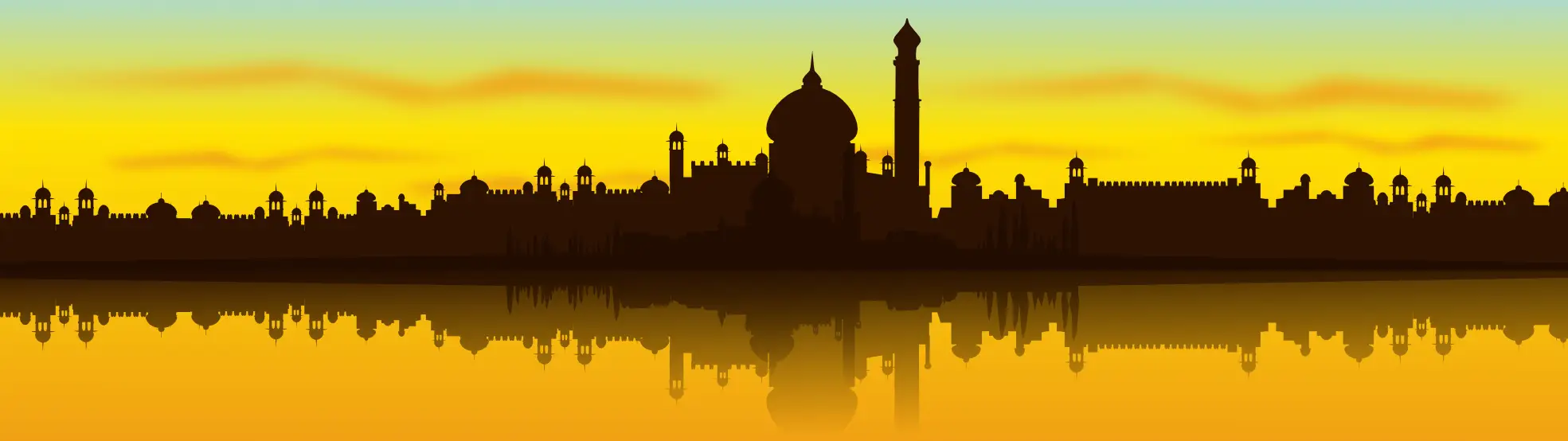 Taj Mahal Silhouette at Sunset