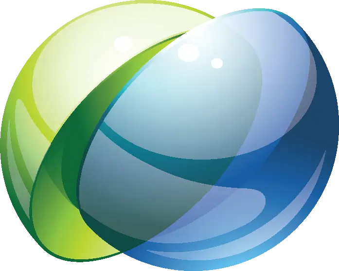 Shiny Green and Blue Overlapping Spheres