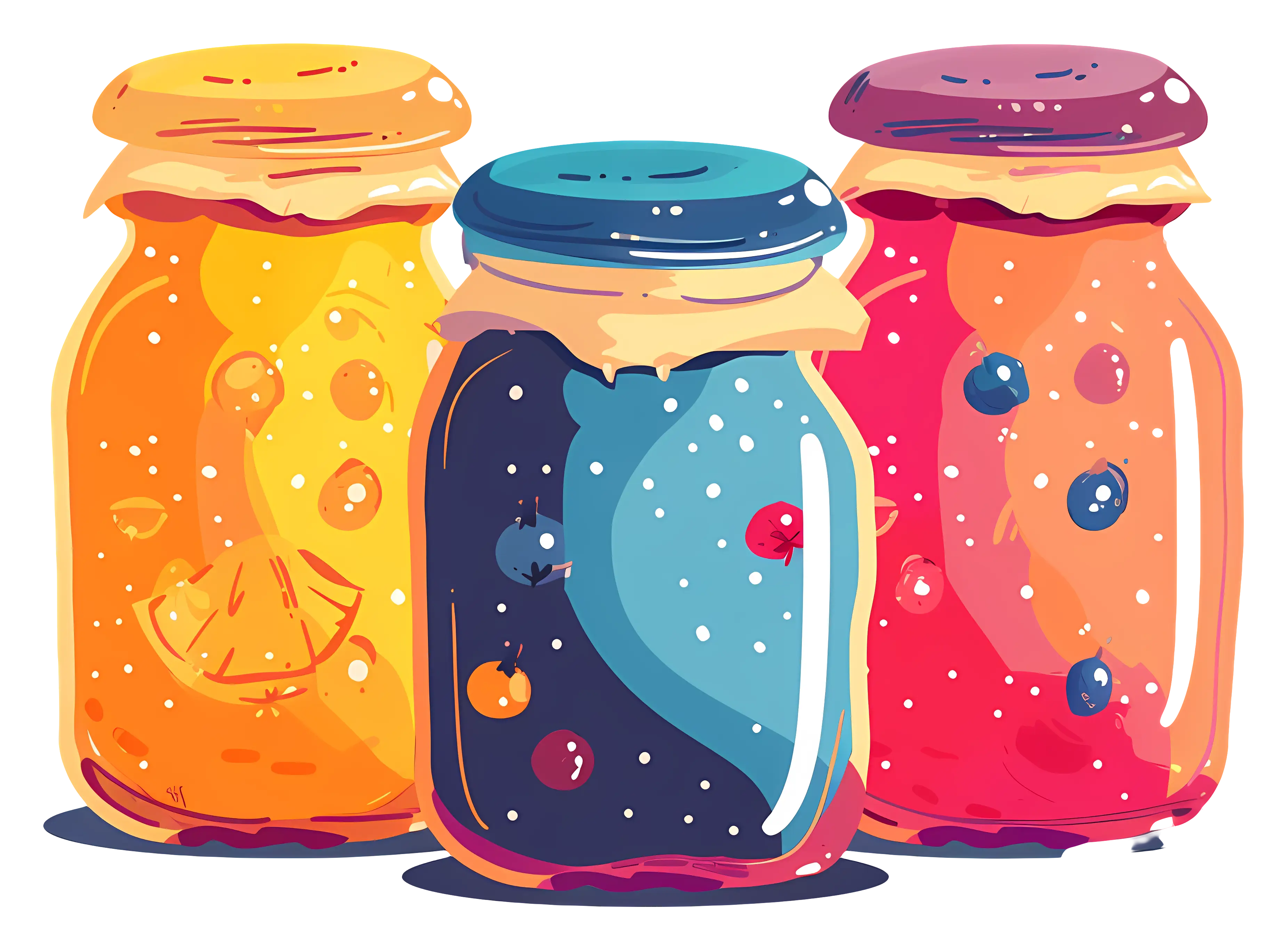 Colorful Jars of Jam