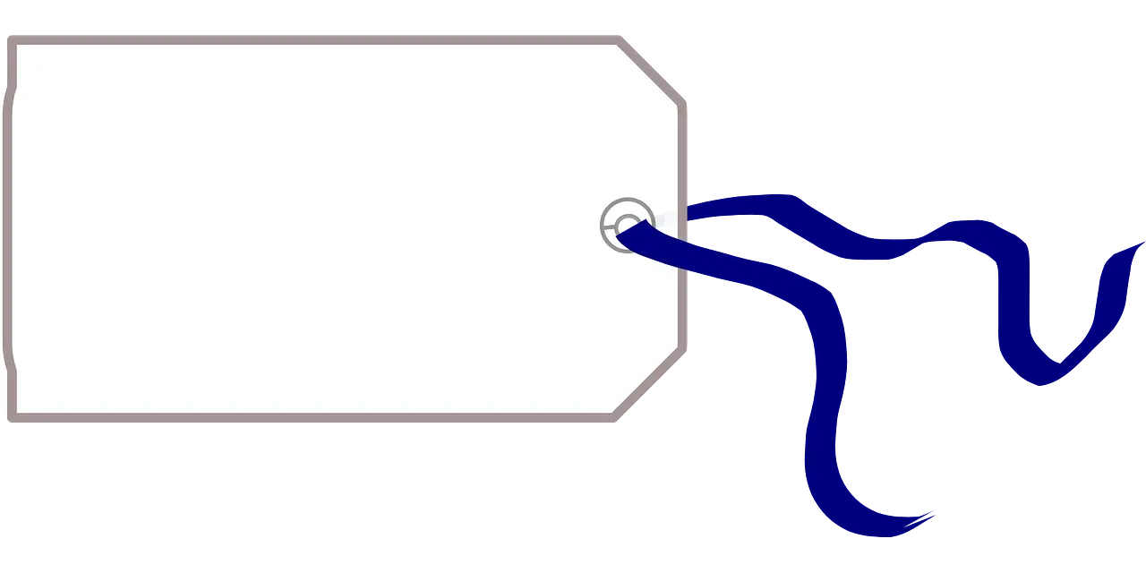 Blank Tag with Blue Ribbon