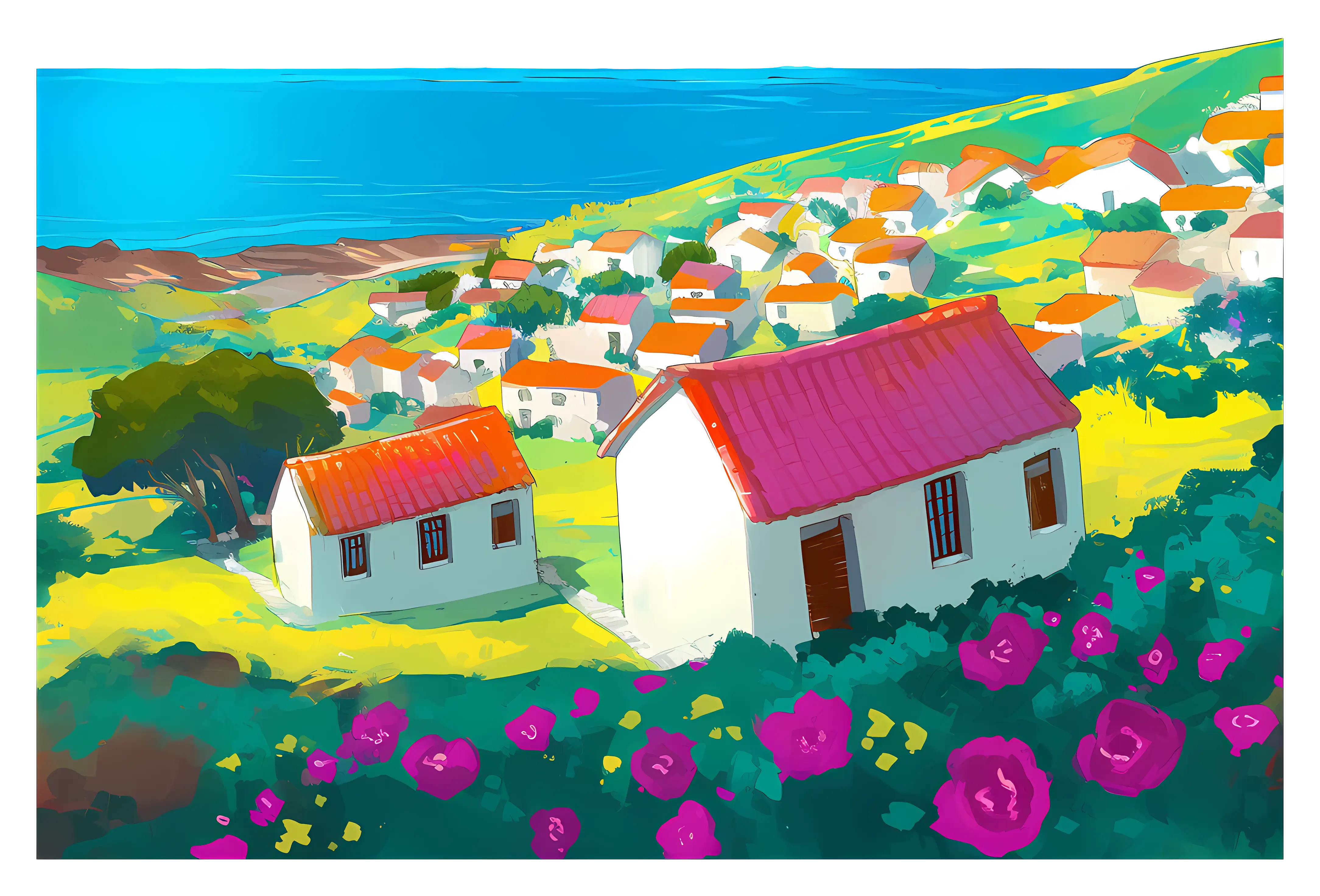 Colorful Village Landscape