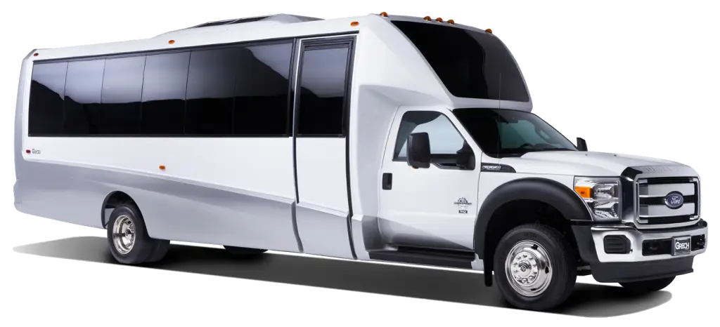 Modern White Shuttle Bus