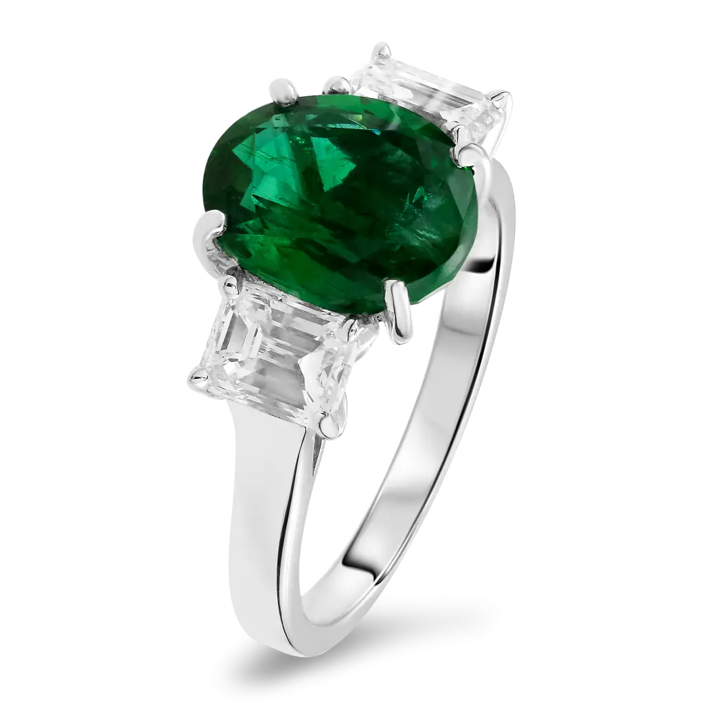 Emerald Ring with Silver Setting