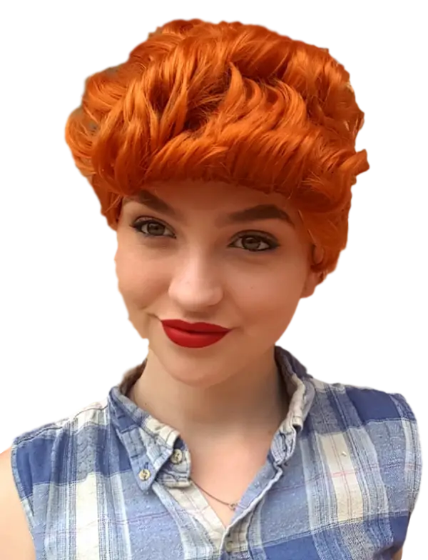 Woman Wearing Red Hair Wig