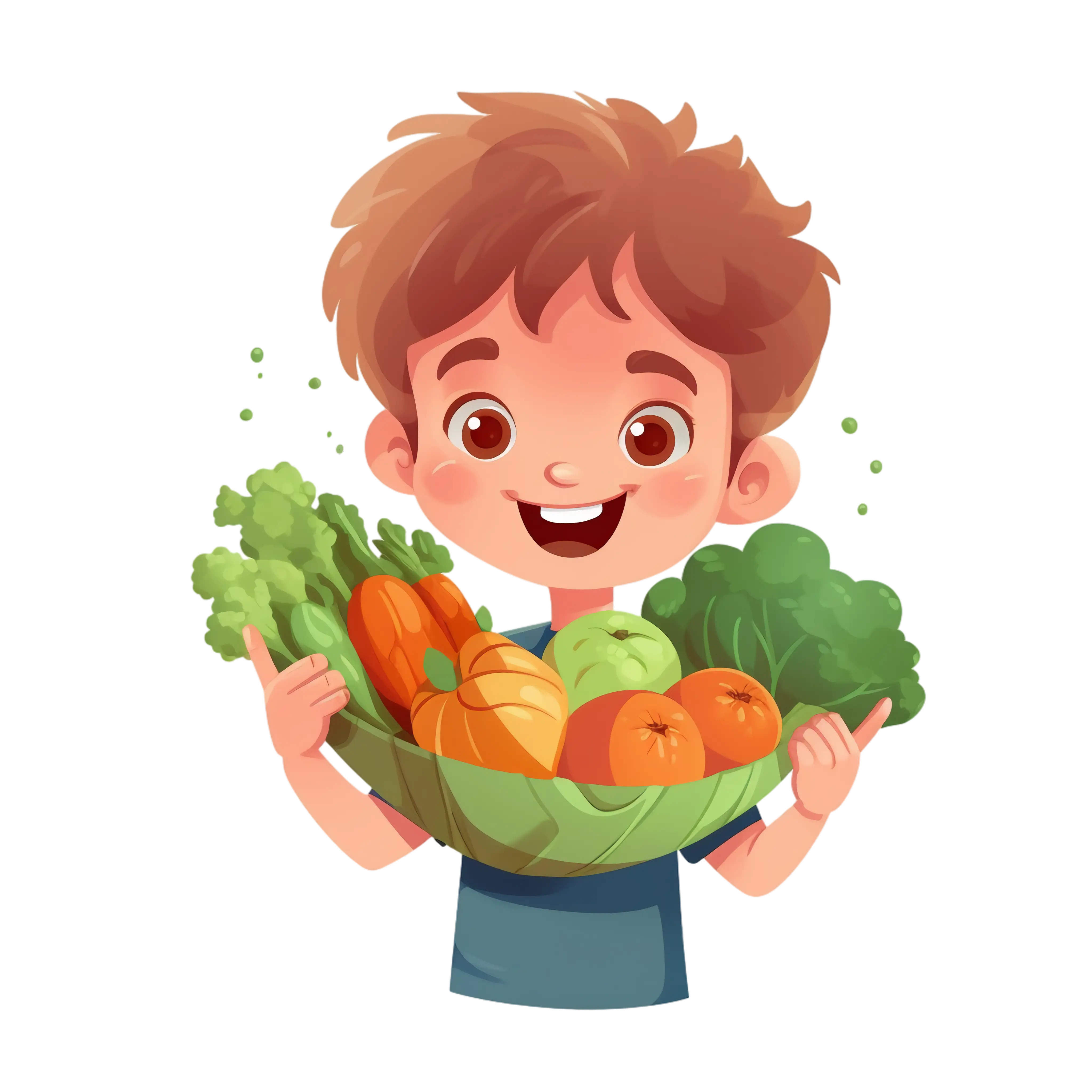Cheerful Boy Holding Fresh Vegetables