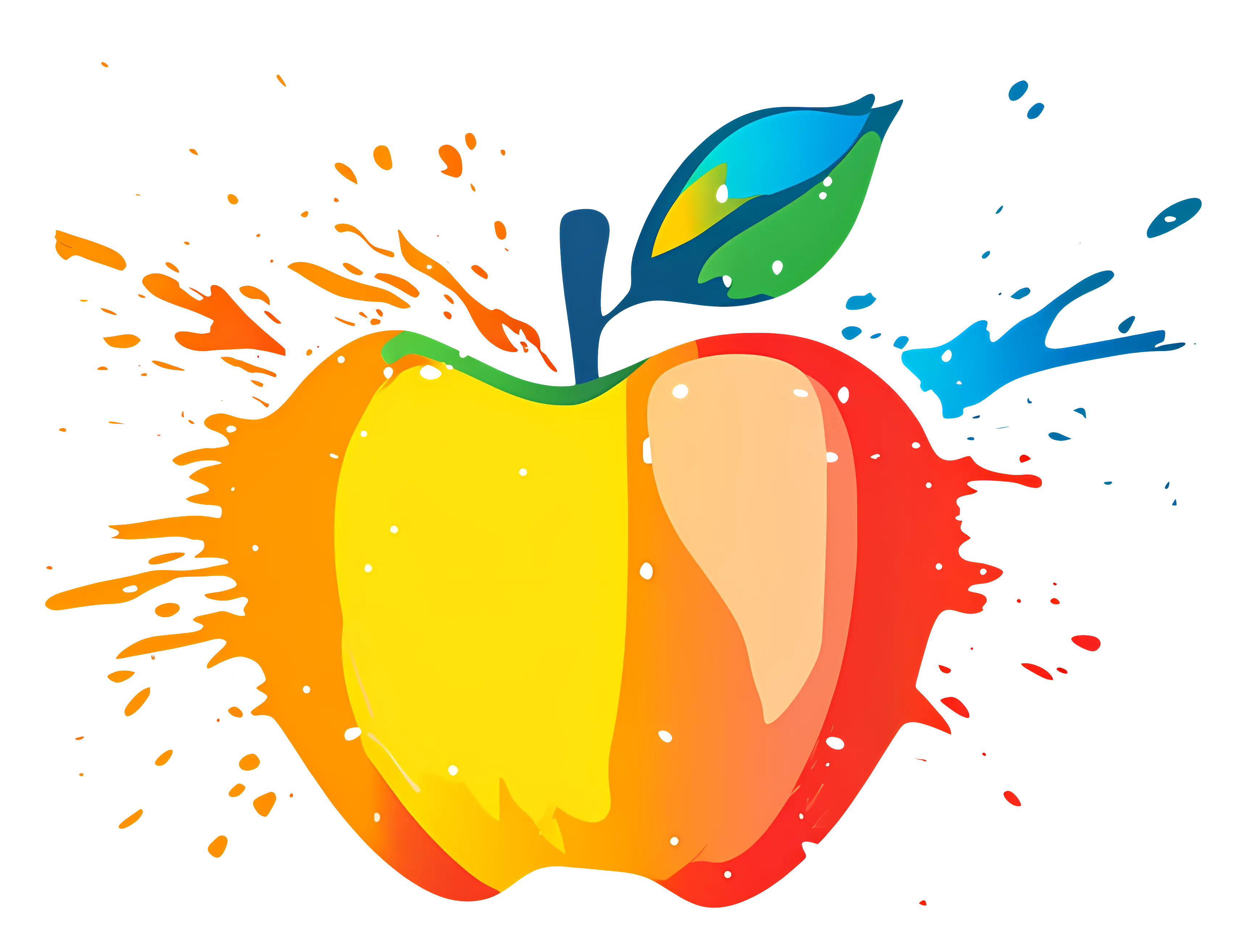 Colorful Apple Illustration with Splashes