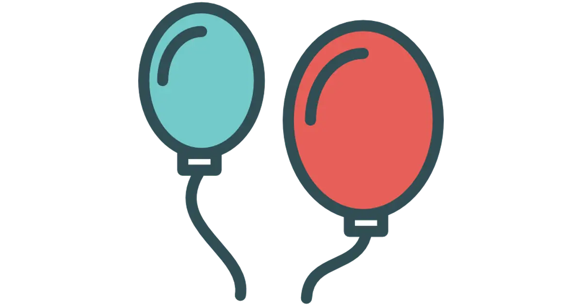 Blue and Red Balloons Cartoon Illustration