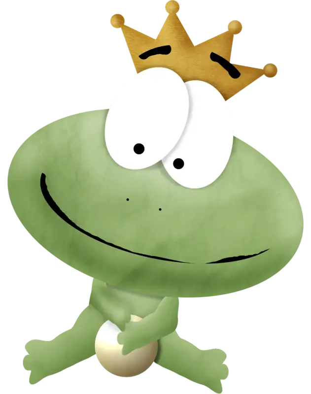 Cartoon Frog Prince with a Crown in a Fairy Tale Style