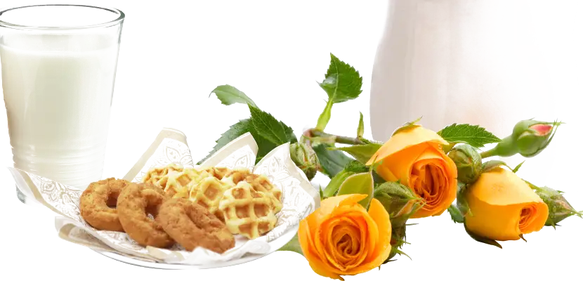 Delicious Breakfast with Milk and Cookies