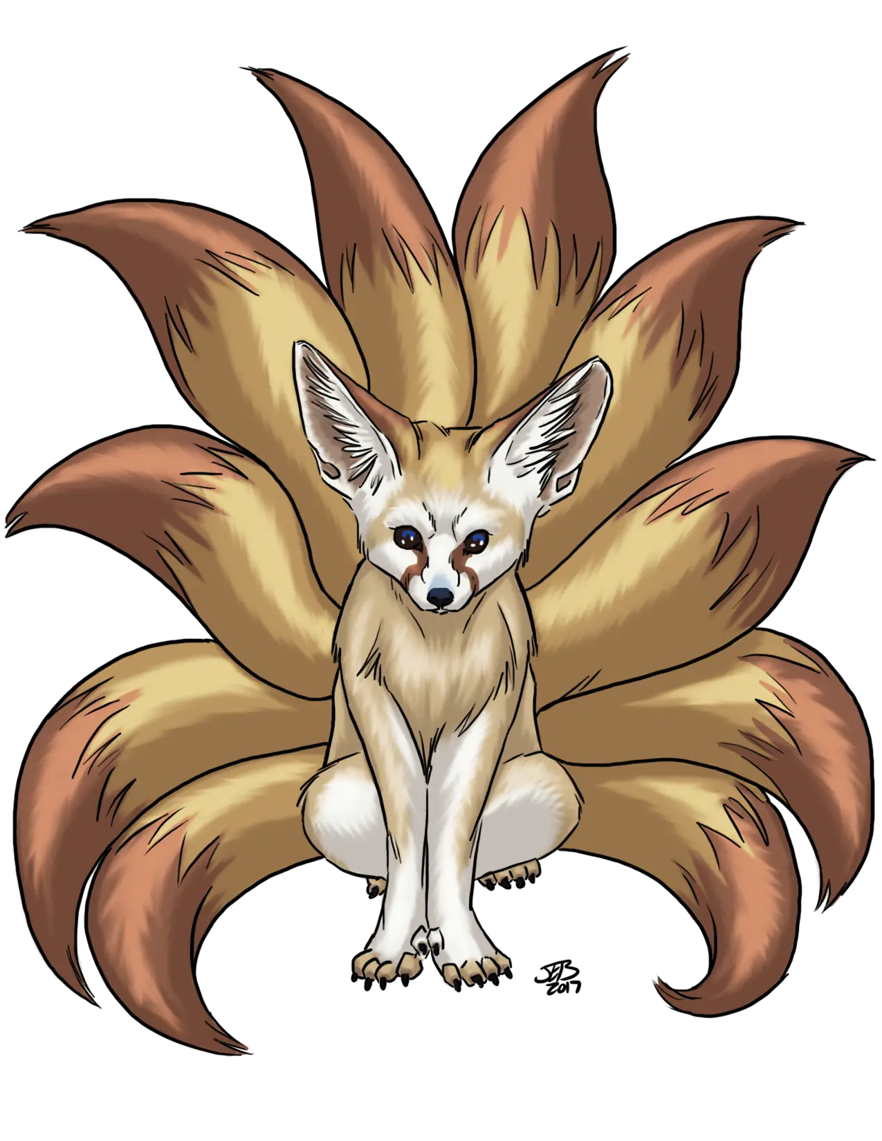 Mythical Nine-Tailed Fox Illustration