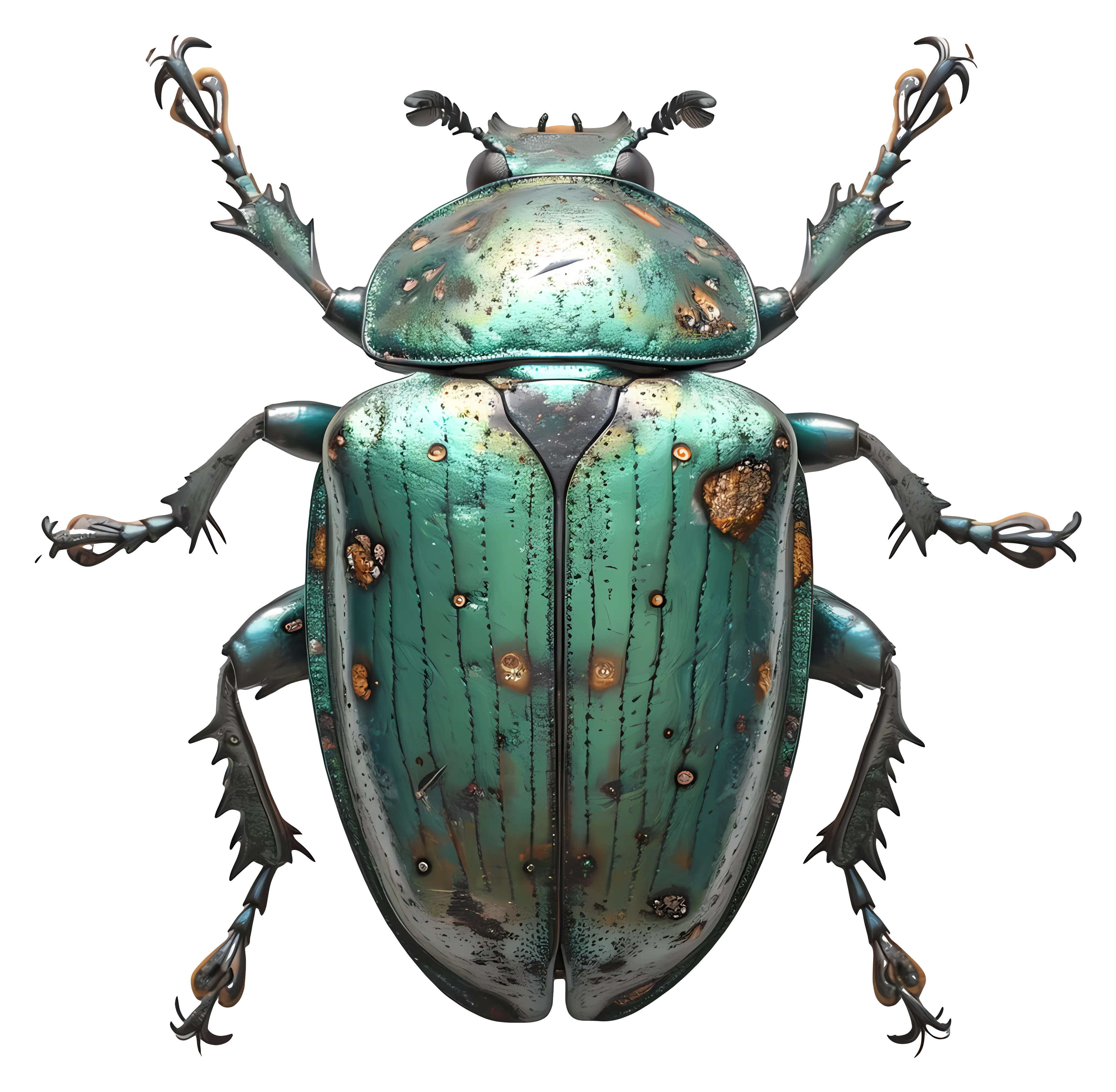 Shiny Metallic Green Beetle Illustration