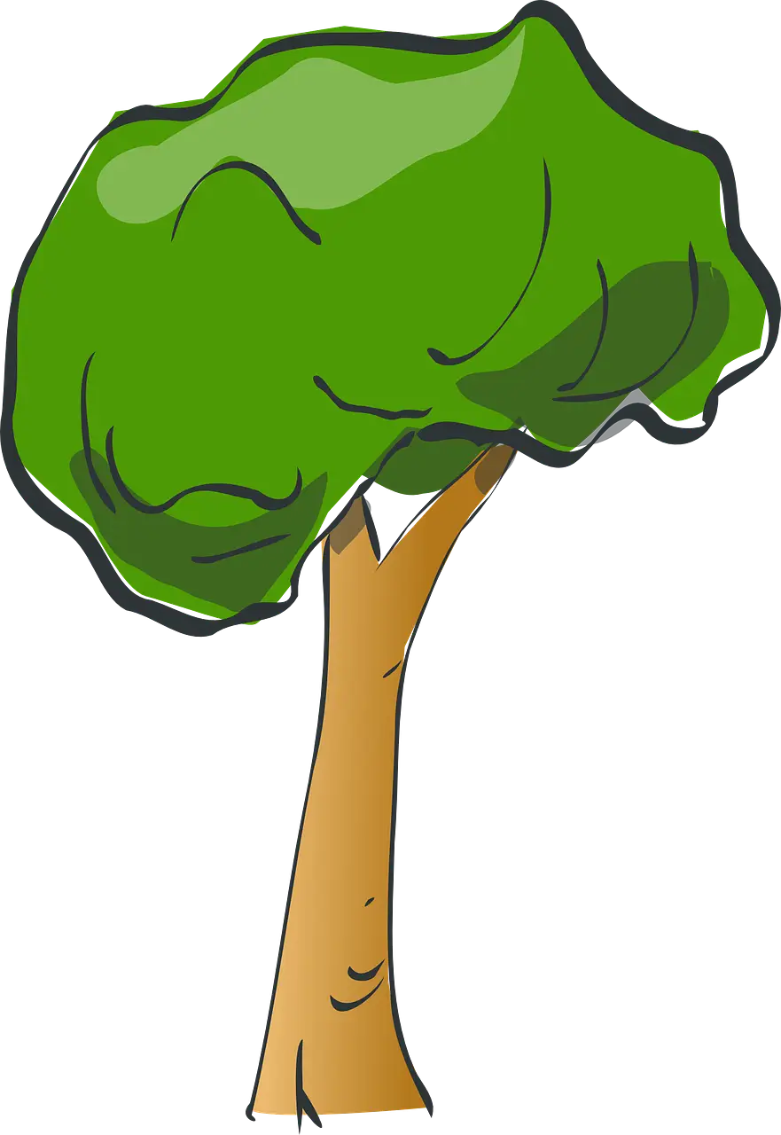 Green Cartoon Tree with Simple Design