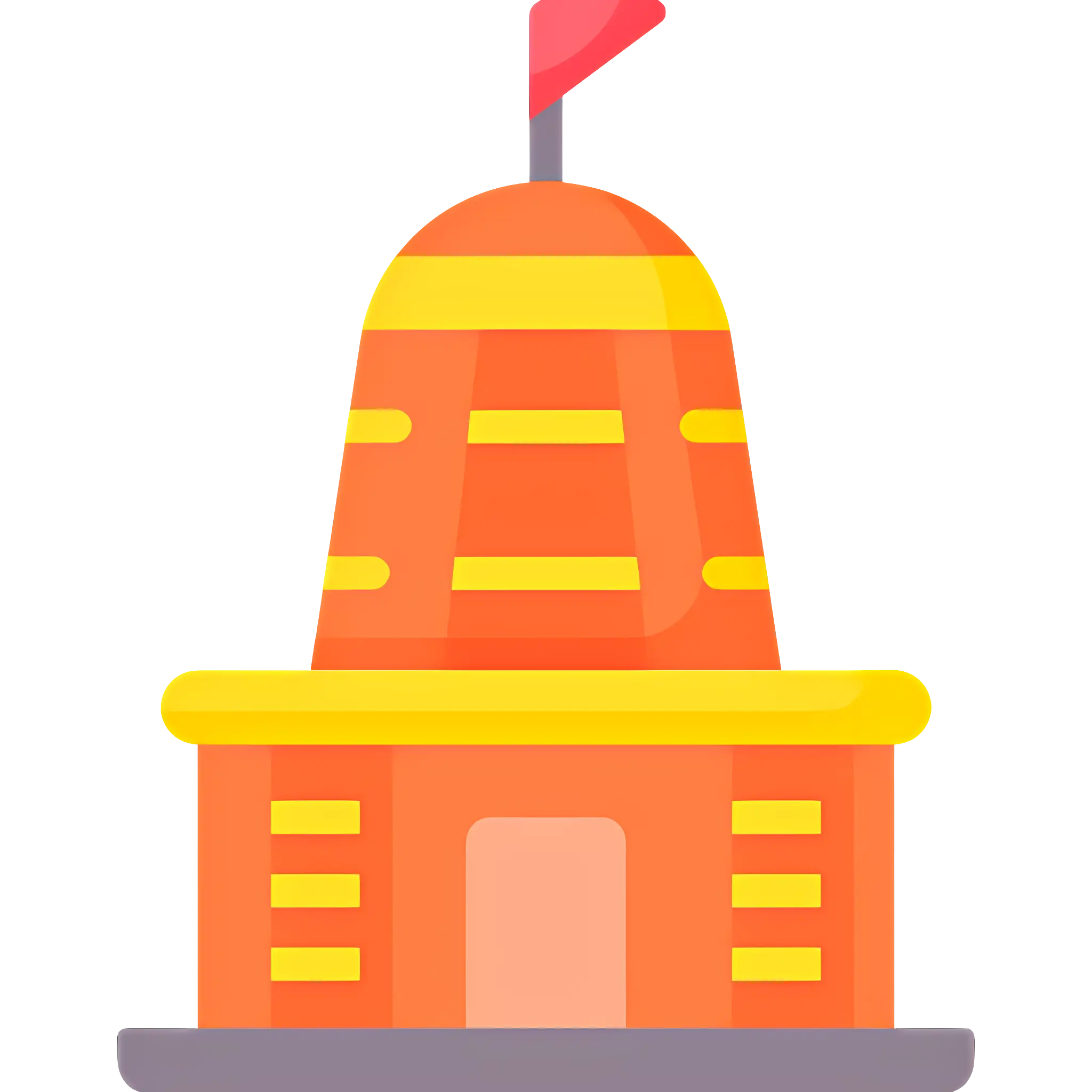 Colorful Temple with Flag