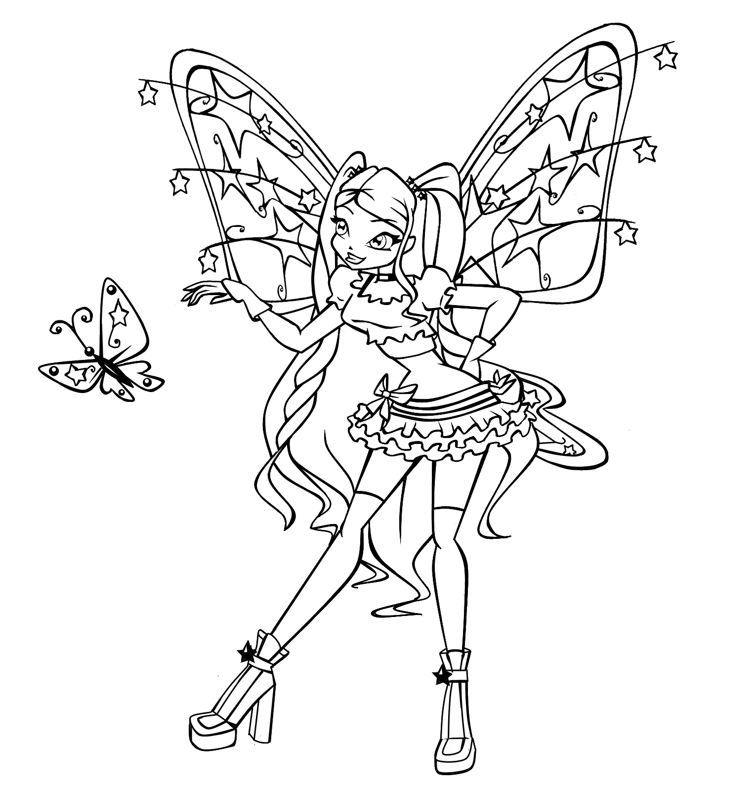 Fairy Girl with Wings Coloring Page