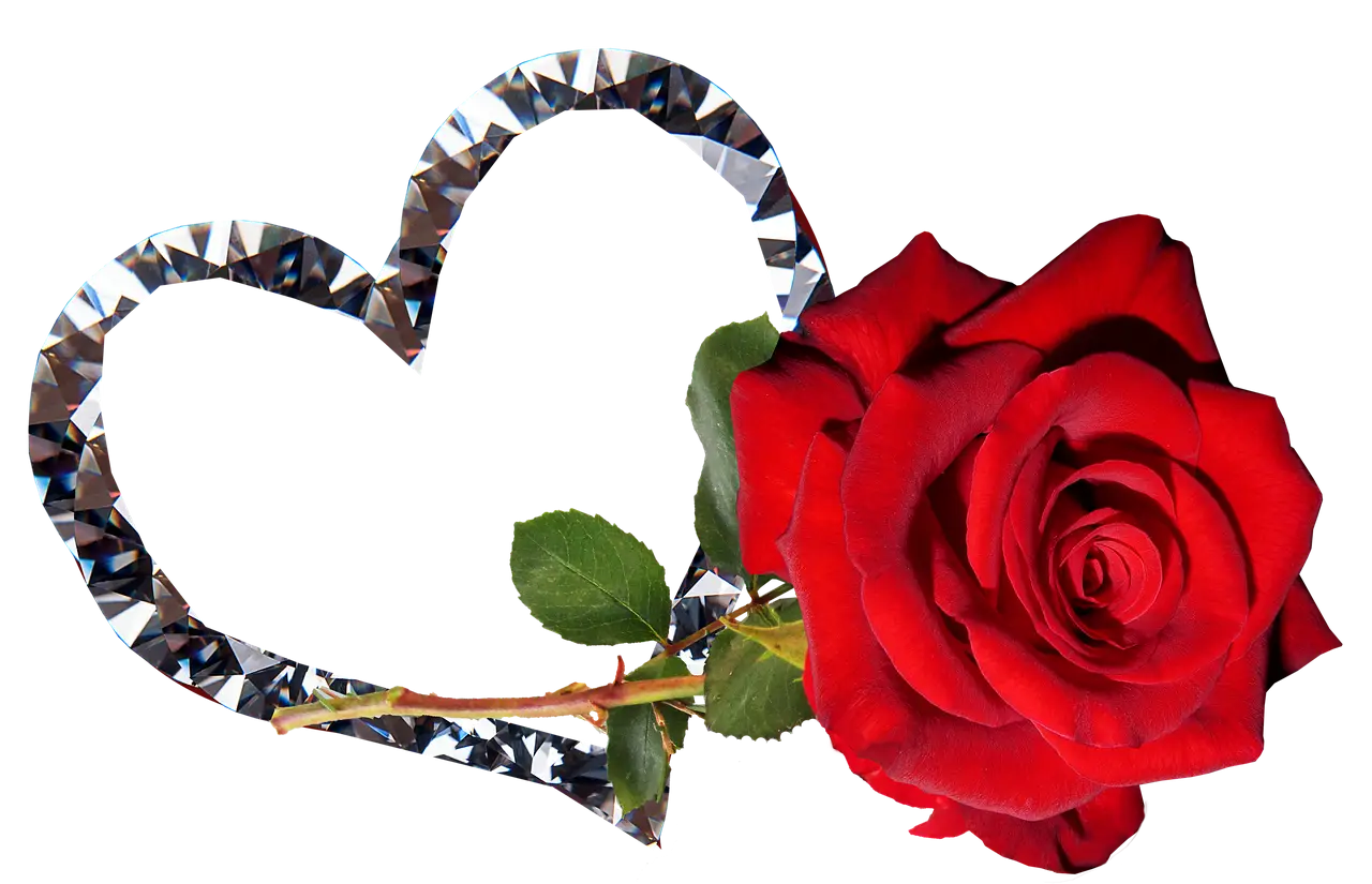 Red Rose with Heart Decoration
