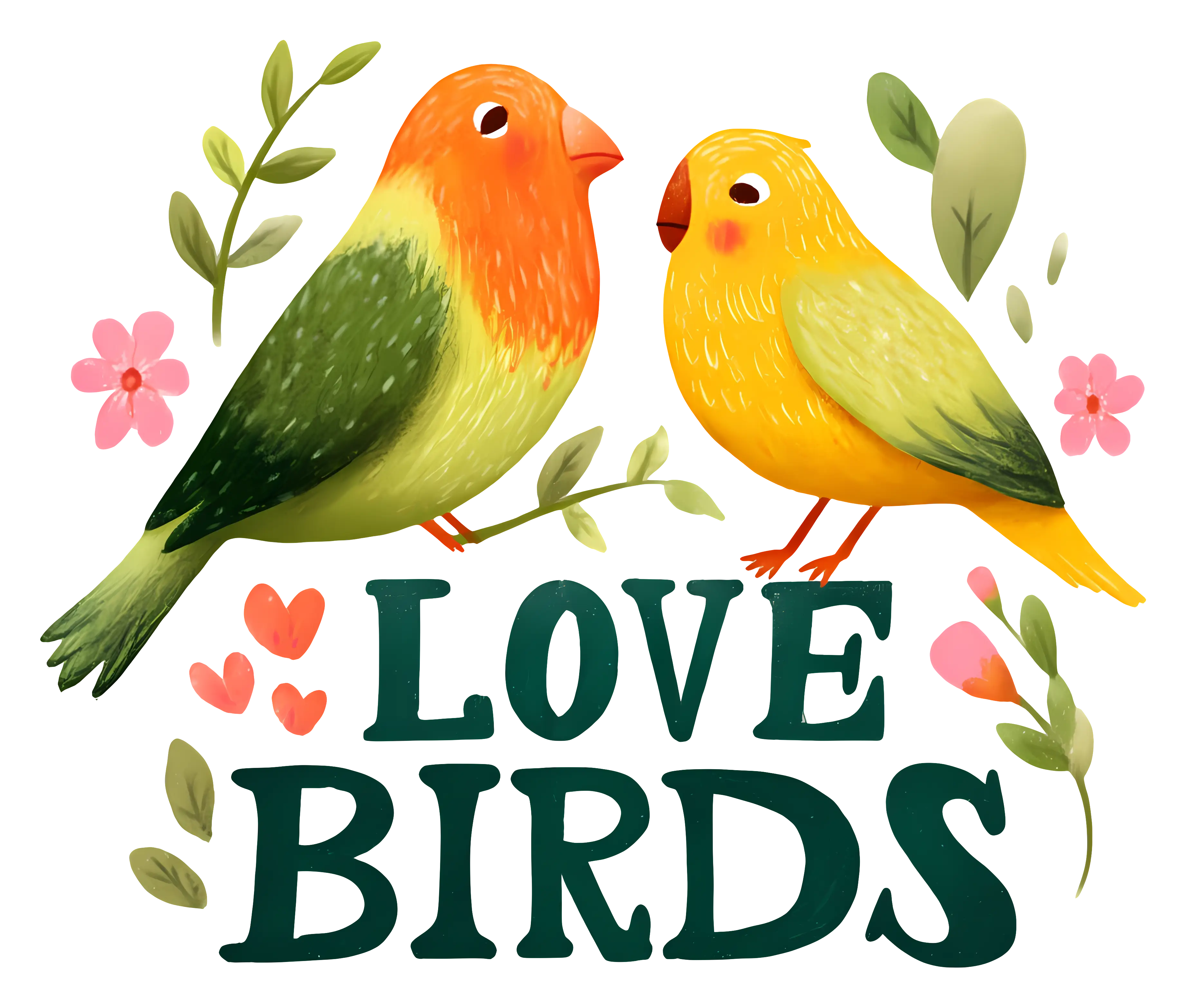 Romantic Love Birds Illustration