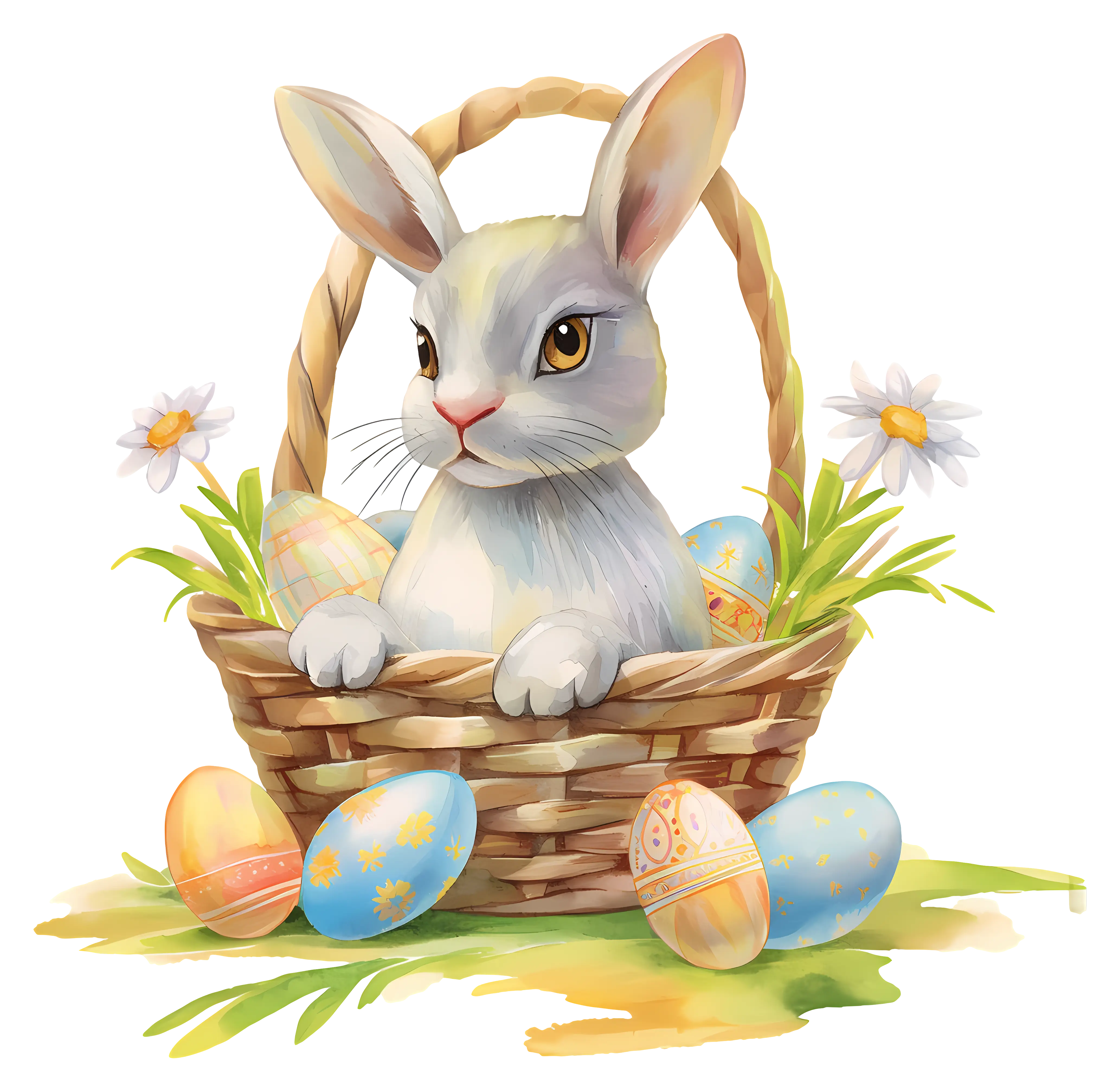 Easter Bunny with Basket of Eggs