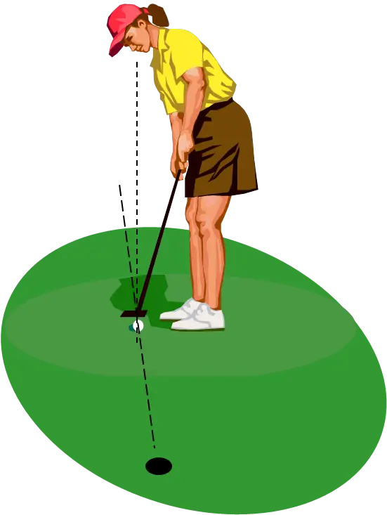 Golfer Focused on Putting Ball on Green